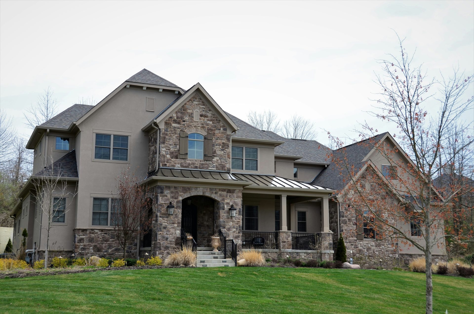 Residential stone veneer home